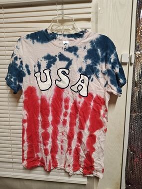 USA Tie-Dye Short Sleeve Tee - Red & Blue